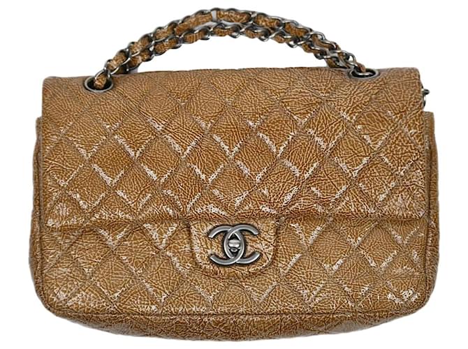 Authenticated Used Chanel Chain Shoulder Bag Black Gold Diana
