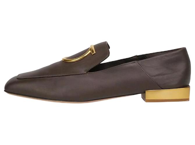 Salvatore Ferragamo Brown leather flat shoes size EU 37.5 ref