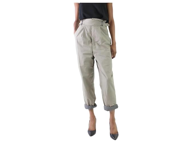 Isabel Marant Green belted balloon trousers - size UK 6 Cotton  ref.986038