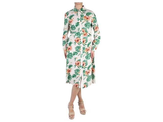 Autre Marque Neutral floral button-up midi dress - size US 6  ref.986091