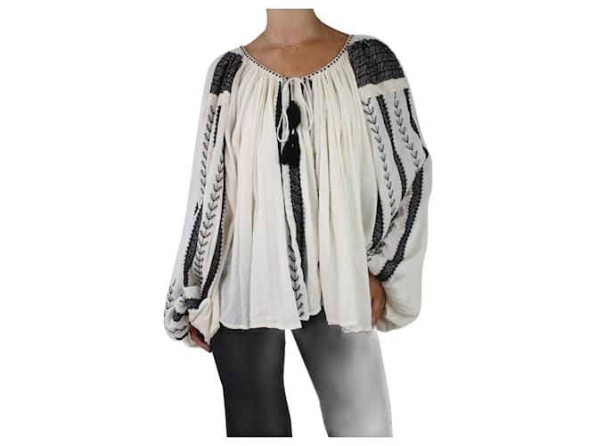 Autre Marque Cream embroidered oversized blouse - One Size Cotton  ref.986114