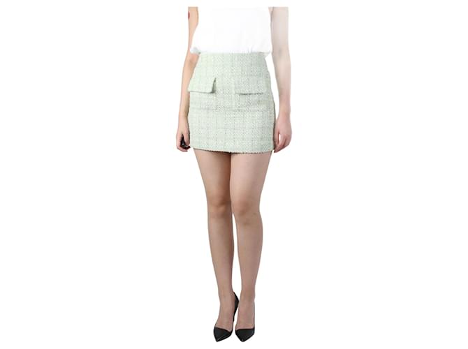 Maje Mini-jupe en tweed vert détail poche avant - taille FR 36 Coton  ref.986116