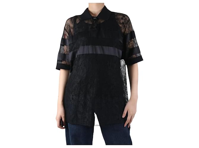 Givenchy Black floral lace polo shirt - size UK 12 ref.986118