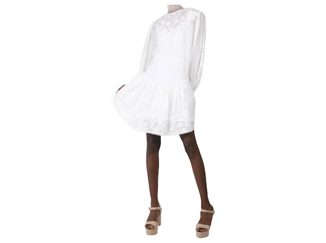 Zimmermann White floral embroidered mini dress - size UK 10  ref.986330