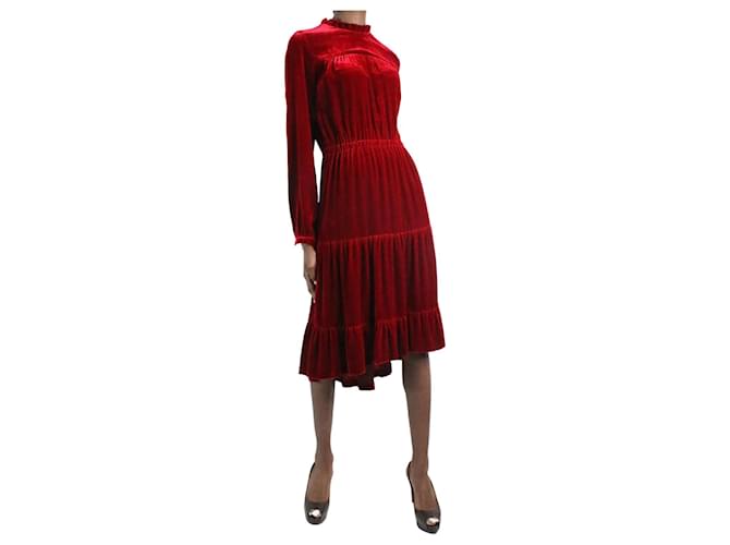Autre Marque Red velvet dress - size IT 42 Silk  ref.986347