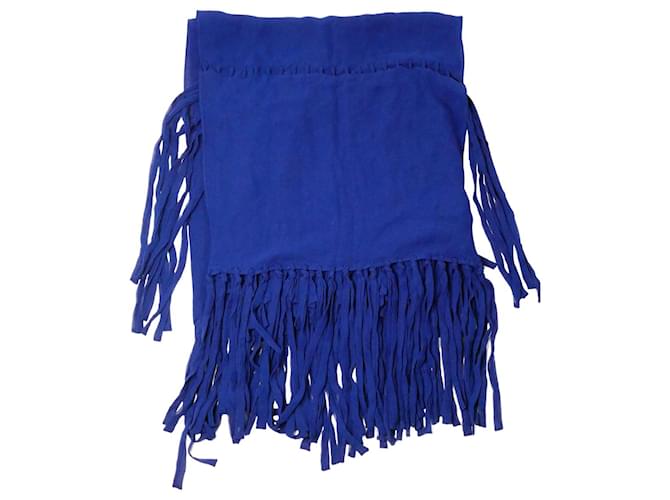 Bottega Veneta Blue silk fringed scarf  ref.986352