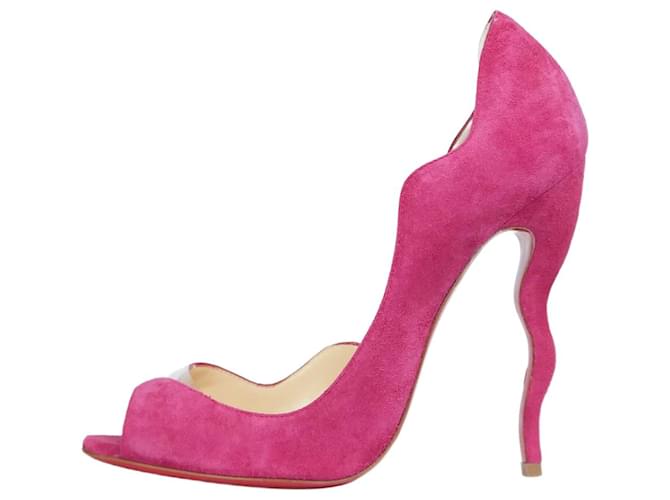 Christian Louboutin Escarpins peep-toe en daim rose - taille EU 37 Suede  ref.986354