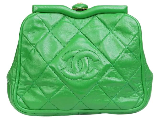 Chanel green 1989-1991 vintage Gamaguchi leather shoulder bag ref.986360 -  Joli Closet