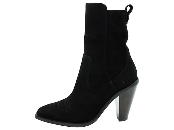 Ermanno Scervino Black Western style suede zip up ankle boots - size EU 39  ref.986403