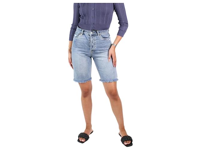 Miu Miu Short en jean bleu à ourlet brut - taille IT 40 Polyester  ref.986407