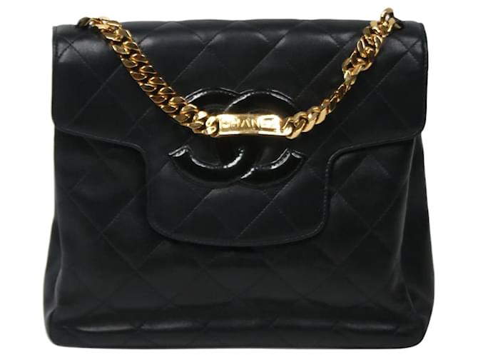 Chanel Black Satin CC Tote Large