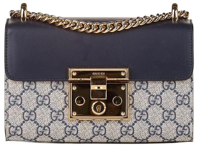 Gucci Blue GG Supreme padlock cross-body bag  ref.986466