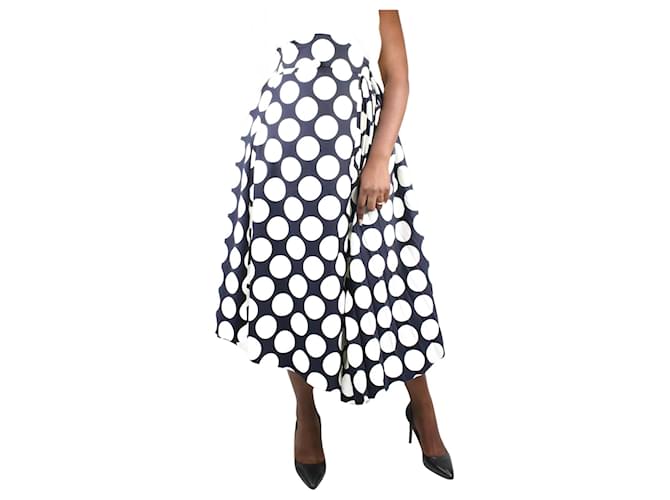 Autre Marque Blue polka dot pleated skirt - size FR 40 Polyester  ref.986490