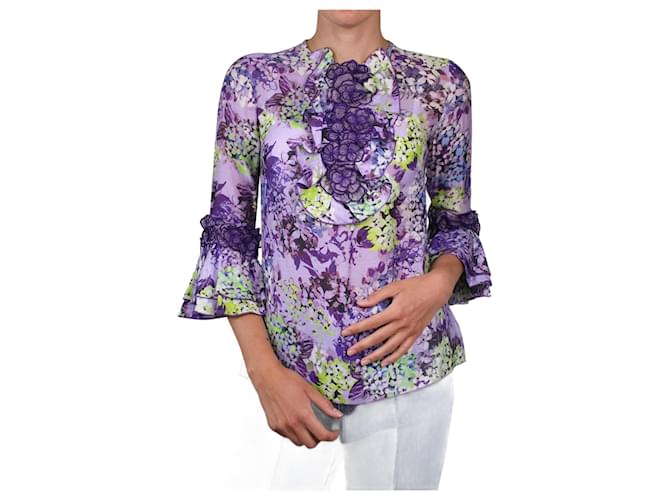 Andrew GN Purple floral print ruffled blouse - size FR 36  ref.986531