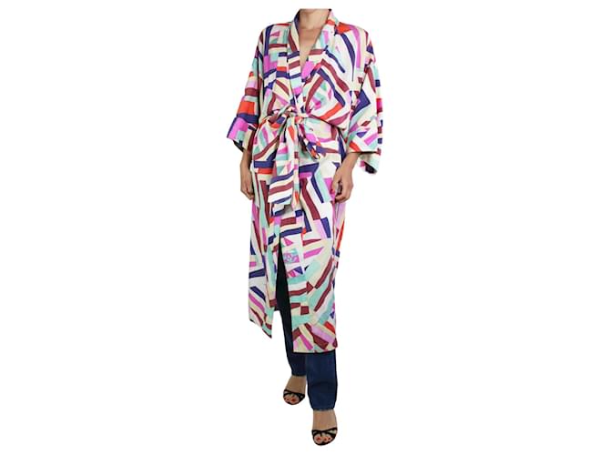 Chanel Vestido cruzado con estampado abstracto multicolor y cinturón - talla FR 34  ref.986565