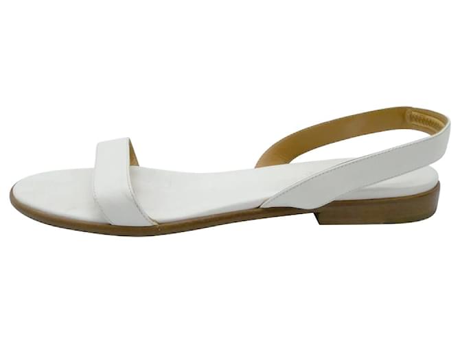 Hermès Sandales à bride arrière blanches - taille EU 37 Cuir  ref.986572