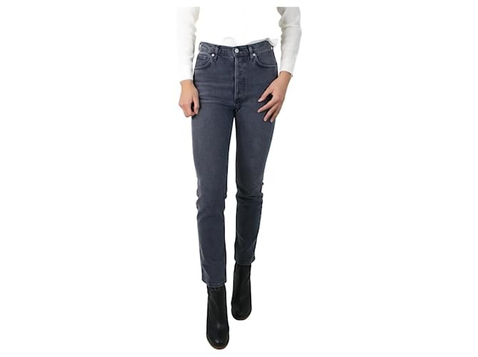Citizens of Humanity Graue Straight-Fit-Jeans mit hohem Bund – Größe XS Baumwolle Elasthan  ref.986604