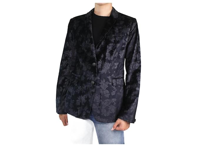 Rag & Bone Navy single-breasted floral velvet blazer - size UK 14 Navy blue Cotton  ref.986614