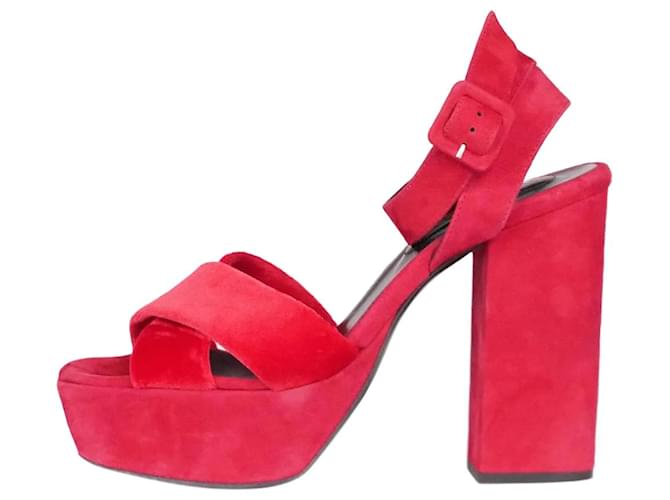 The Kooples Red suede open toe strappy heels - size EU 40 Leather  ref.986619