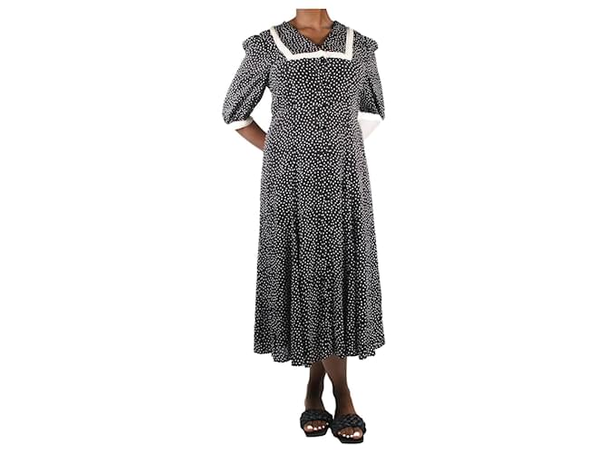 Autre Marque Schwarzes Kleid mit Polka-Dot-Kragen – Größe UK 12 Viskose  ref.986626