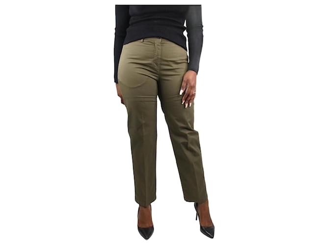 Aspesi Green straight-leg trousers - size UK 14 Cotton  ref.986630