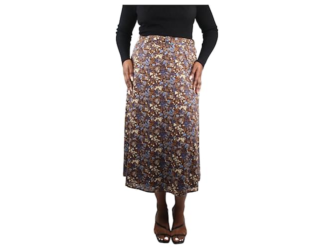 Reformation Brown floral printed midi skirt - size US 10  ref.986631