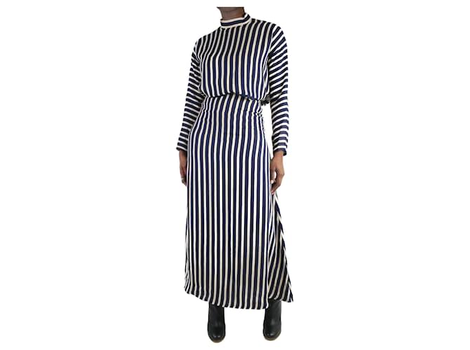 Autre Marque Blue striped top and skirt set - size 34 Viscose Acetate  ref.986711