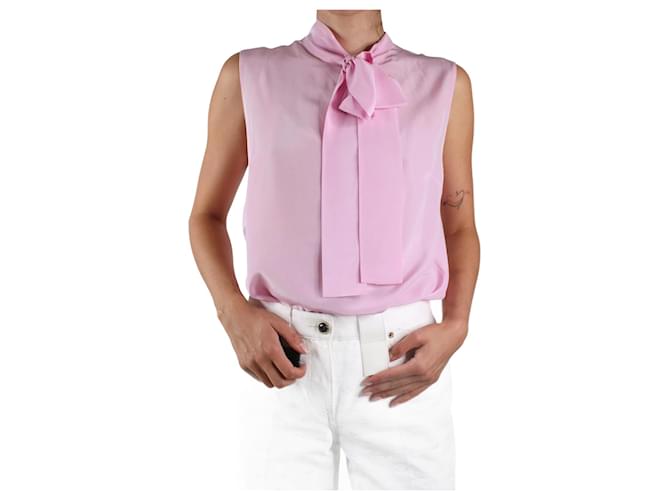 Miu Miu Pink silk sleeveless tie front top - size IT 46  ref.986739