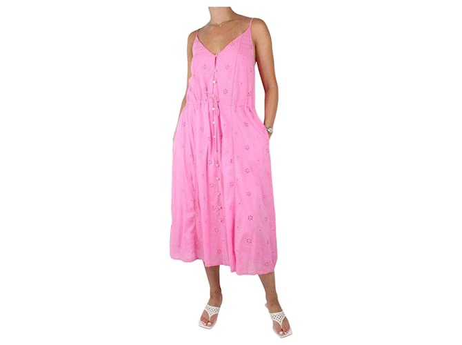 Velvet Rosa ärmelloses Midikleid mit Blumenmuster – Größe XS Pink Baumwolle  ref.986755