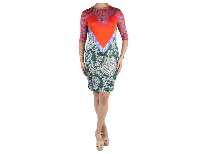 Peter Pilotto Multicolour printed bodycon silk midi dress - size UK 10 Multiple colors  ref.986778