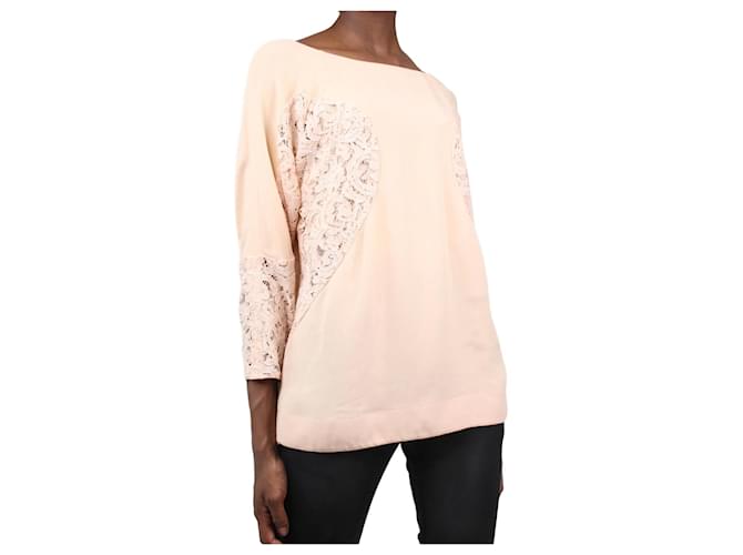 Autre Marque Pink floral lace blouse - size IT 40 Viscose  ref.986859