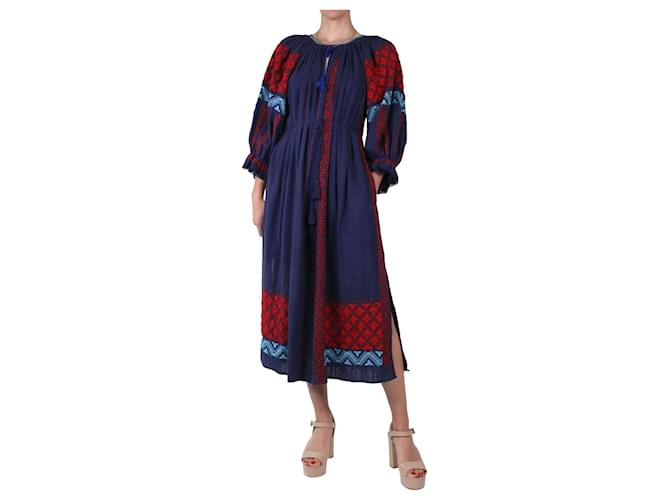 Ulla Johnson Blue long-sleeved dress with belt - size US 6 Cotton  ref.986889