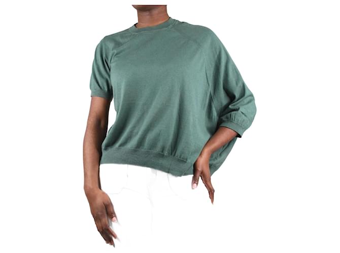 Autre Marque Top tricoté vert - taille S Laine  ref.986906