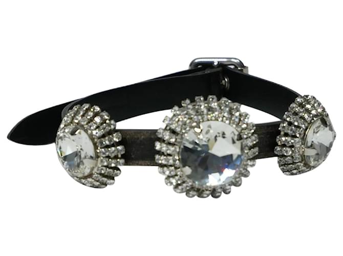 Miu Miu Black crystal embellished belt Leather  ref.986913