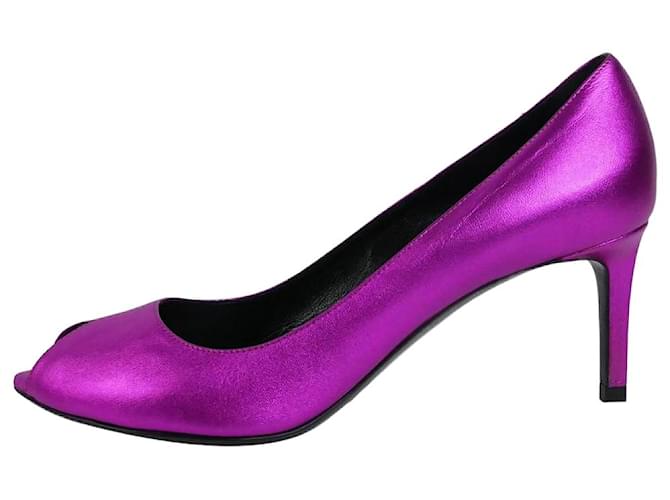Pre-owned Leather Heels In Purple