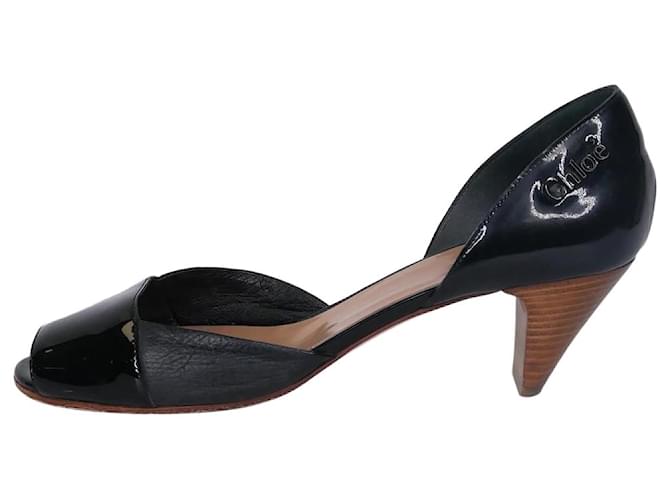 Chloé Black patent open-toe heels- size EU 38  ref.986931
