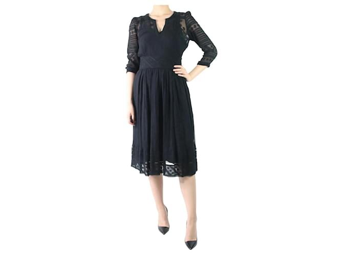 Isabel Marant Black embroidered midi dress - size UK 8 Silk  ref.986949