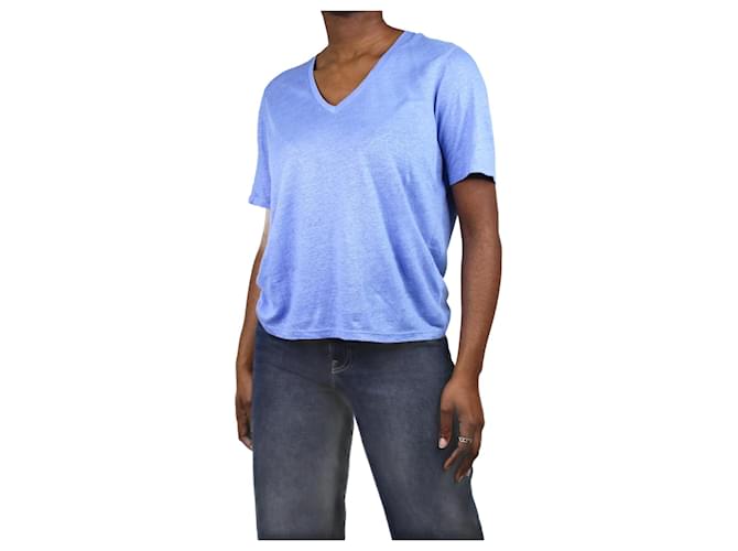 Autre Marque Blue V-neck t-shirt - size M Linen  ref.987006