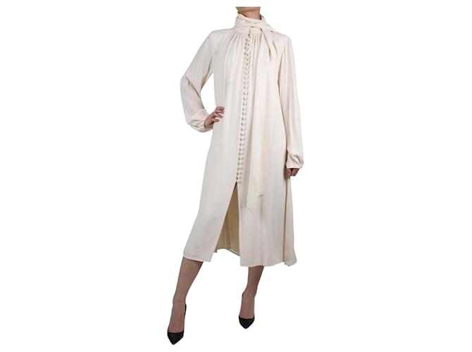 Autre Marque Cream long-sleeved buttoned dress - size FR 38 Viscose  ref.987025