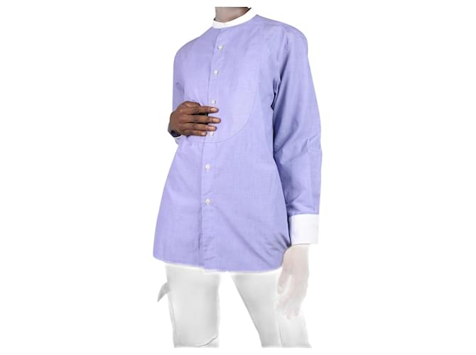 Autre Marque Chemise tailleur bleue détails blancs - taille FR 40 Coton  ref.987083