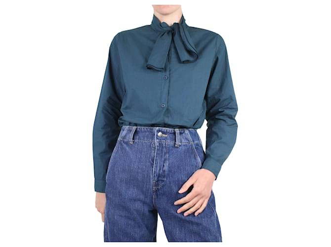 Autre Marque Blaues Baumwollhemd mit Schleife zum Binden – Größe UK 10 Baumwolle  ref.987135
