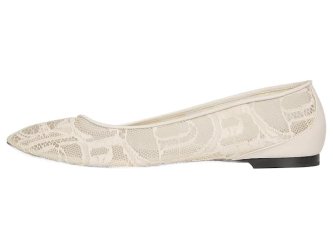 Cream lace cheap flat shoes