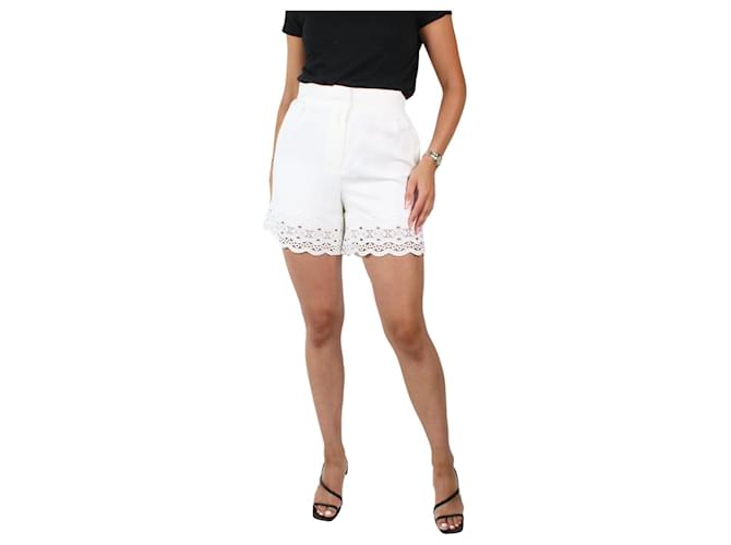 Sandro White embroidered cut-out detail shorts - size FR 38 Viscose  ref.987206