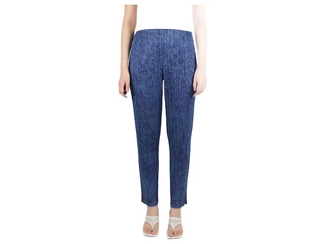 Pleats Please Calça plissada azul jeans - tamanho Tamanho da marca 5 Poliéster  ref.987210