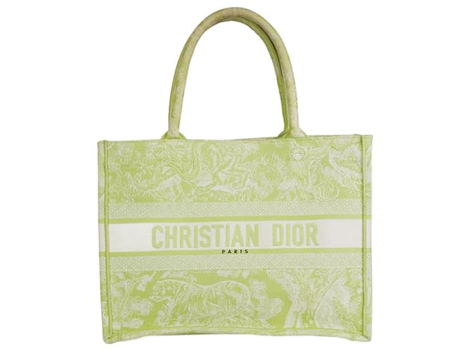 Christian Dior Green medium 2021 Dioriviera Toile De Jouy canvas book tote Cloth  ref.987220