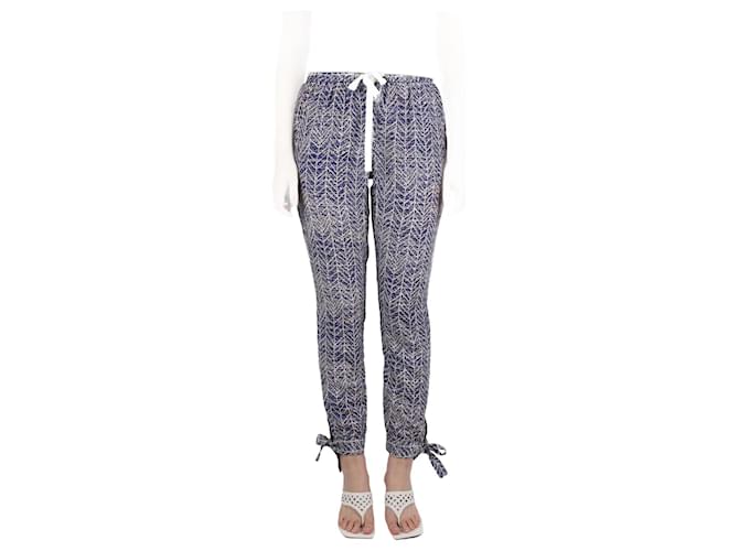 Sea New York Blue Elasticated waist patterned light trousers - size UK 8 Silk  ref.987221
