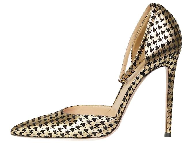 Gianvito Rossi Gold houndstooth pumps - size EU 39 Golden Leather  ref.987267