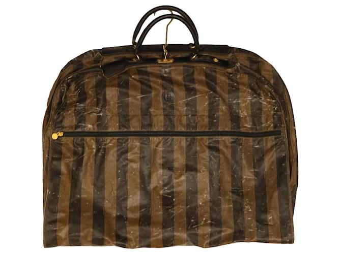 Pequin FENDI Pecan Canvas Hand Bag Garment Cover Nylon 2Set Brown Black Auth bs6470  ref.987334