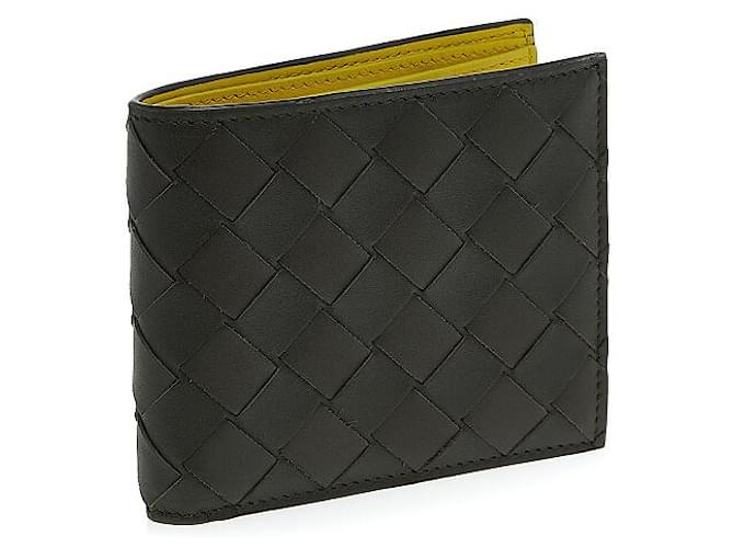 New Bottega Veneta wallet Black Yellow Lambskin  ref.987421