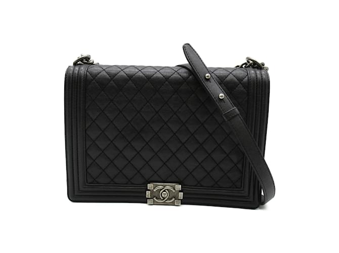 Chanel Large Classic Le Boy Flap Bag 1837776 Black Leather ref